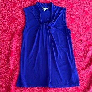Banana Republic Sleeveless Twist Front Blouse Womens Large Purple Stretch Top